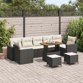 Conjunto de Sofá para Jardim vidaXL de 10 Peças com Almofadas Preto Ra