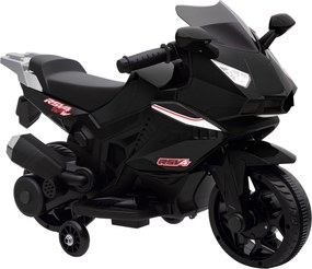 AIYAPLAY Moto Elétrica para Crianças Moto a Bateria 6 V com Efeitos Luminosos e Sonoros Rodas de Treino 75x36x49cm Preto | Aosom Portugal