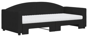 Sofá-cama com gavetão e colchões 90x190 cm tecido preto