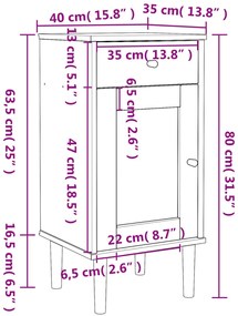 Mesa de cabeceira SENJA 40x35x80 cm pinho maciço branco