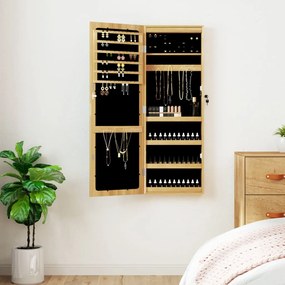 vidaXL Móvel para joias de parede espelhado com luzes LED