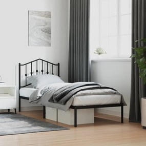 vidaXL Estrutura de cama com cabeceira 80x200 cm metal preto