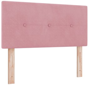 Cama Box Spring vidaXL com Colchão Rosa Pequeno Duplo Veludo