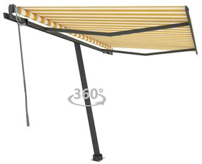 vidaXL Toldo automático independente 300x250 cm amarelo e branco
