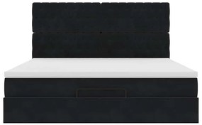 Estrutura de cama otomana com colchões 160x200 cm veludo preto