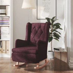vidaXL Poltrona c/ pés de baloiço seringueira maciça tecido roxo