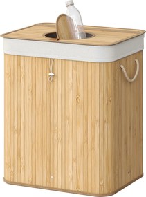 Caixote lixo para reciclagem garrafas, 95 L bambu 40,5 x 40,5 x 61 cm bege