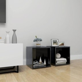 vidaXL Móveis de TV 2 pcs derivados de madeira preto brilhante