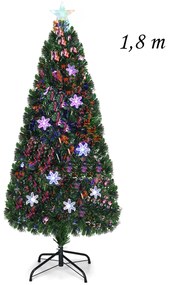 Árvore de Natal Artificial 180cm com Base de Fibra de Vidro Iluminada Mudança de Cor para Decoração de Natal em Casa e Festas