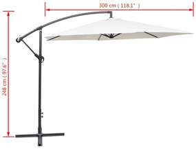 Guarda-sol de jardim cantilever 3 m branco areia