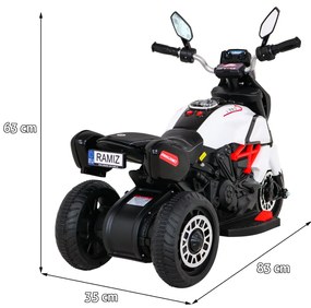 Mota elétrica para crianças 6V, Fast Tourist, 1,5 a 4 anos Branca