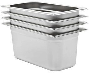 50896 vidaXL Recipientes gastronorm 4 pcs GN 1/3 150 mm aço inoxidável