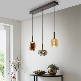 Candeeiro suspenso preto com vidro multicolorido Incl. LED 3-luzes Easylift - Irides Moderno
