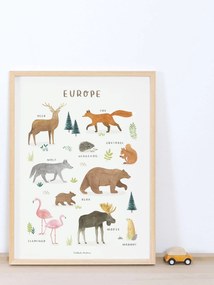 Póster Animais da Europa, Living Earth da LILIPINSO castanho