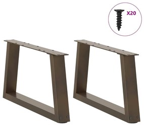 Mesa de jantar pernas 2 pcs forma V 50x(30-31,3) cm aço natural