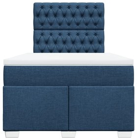 Cama boxspring com colchão 120x190 cm tecido azul