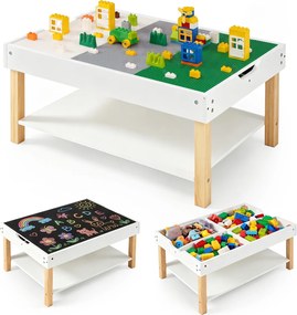 Mesa Infantil de Atividades, 81 x 55 x 40 cm, Tampo Reversível 2 em 1, Branco