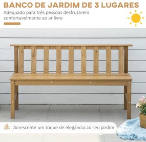 Banco de Jardim de 3 Lugares Banco de Exterior de Madeira com Encosto de Ripas 144x60x77 cm Madeira