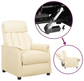 vidaXL Poltrona elevatória couro artificial cor creme