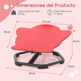 Cadeira giratória sensorial para crianças para autismo com base metálica antiderrapante Rotação 360° 54 x 50 x 25 cm Vermelho