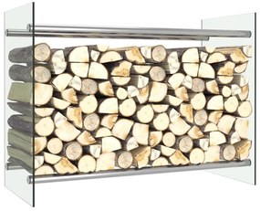 vidaXL Suporte para lenha 80x35x60 cm vidro transparente