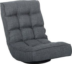 HOMCOM Cadeira de Chão Dobrável Cadeira de Leitura Giratória 360° com Encosto Ajustável em 5 Posições 58x107x79 cm Cinzento | Aosom Portugal
