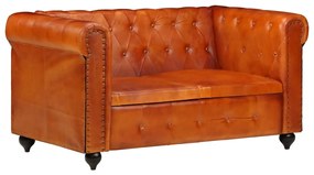 vidaXL Sofá chesterfield de 2 lugares em couro genuíno bronze