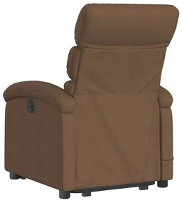 Poltrona reclinável massagens tecido castanho