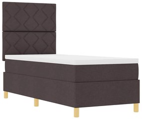 Cama Box Spring com Colchão Castanho Escuro 80x200 cm Tecido