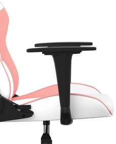Cadeira gaming couro artificial branco e rosa
