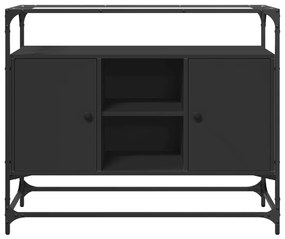Aparador c/ tampo de vidro 98x35x81 cm derivados madeira preto