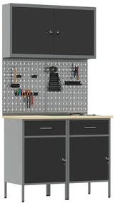 Conjunto de Armário e Painel de Ferramentas vidaXL 5 Peças Preto MDF e