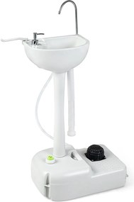 Lavatório Portátil, 50 x 34 x 102 cm, Bomba de Pedal, Branco