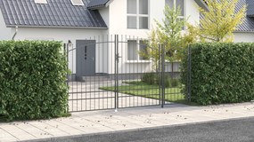 vidaXL Portão do Jardim com Ponta em Lança Cinza 195x400 cm Aço