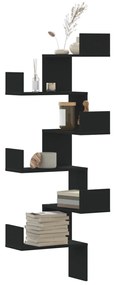 Estante de parede p/ canto 45x45x147 cm deriv. madeira preto