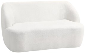 HOMCOM Sofá de 2 Lugares Estofado em Borreguito Sofá de Sala de Estar de 142 cm com Design Curvo e Acolchoamento Grosso Sem Necessidade de Montagem para Quarto Sala de Estar ou Escritório 142x85x73,5 cm Creme