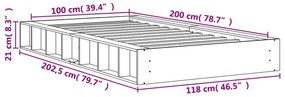 Estrutura de cama 100x200 cm madeira pinho maciça castanho cera