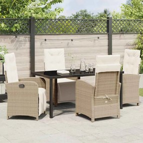 Conjunto de Jantar de Jardim 5 Peças com Almofadas Bege em Rattan Sint