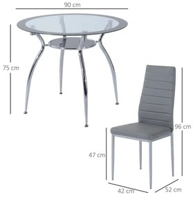 Conjunto de Refeição Phaia - 4 Cadeiras e 1 Mesa - Design Moderno