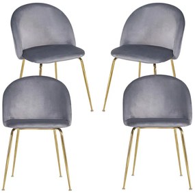 Pack 4 Cadeiras Golden Dalnia Veludo - Cinza escuro