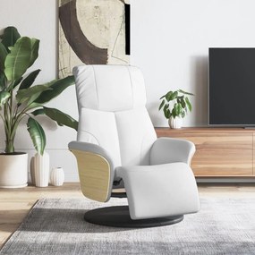 vidaXL Cadeira reclinável com apoio de pés couro artificial branco