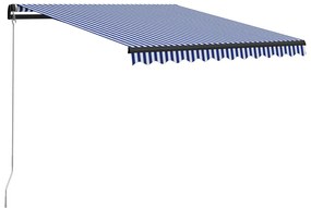 Toldo retrátil manual 350x250 cm azul e branco