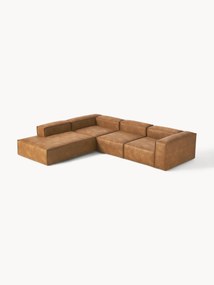 Sofá de canto modular XL em pele Lennon (4 lugares)
