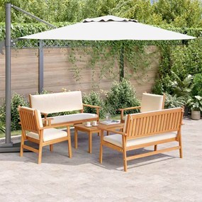 Conjunto de Sofá de Jardim de 5 Peças com Almofadas em Madeira Sólida de Acácia