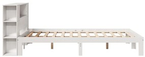 Cama com estante sem colchão 140x190 cm pinho maciço branco