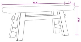 Banco mistura de madeiras recicladas e teca maciça 100x28x43 cm