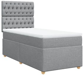 Cama com molas/colchão 90x190 cm tecido cinzento-claro