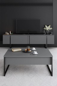 Conjunto de Mobiliário de Sala Luxe – Nogueira e Preto – Console 160x3