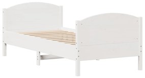 Cama sem colchão 90x190 cm madeira de pinho maciça branco