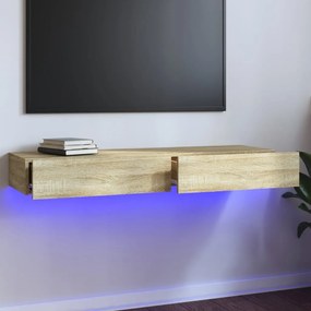 vidaXL Móvel de TV com luzes LED 120x35x15,5 cm carvalho sonoma